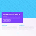 Laundry service concept with thin line icons: washing machine, spin cycle, drying machine, fabric softener, iron, handwash, Royalty Free Stock Photo