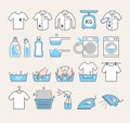 Laundry service icons set.