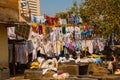 Laundry service in India. Laundry, dry things on the clothesline. Mumbai. Royalty Free Stock Photo