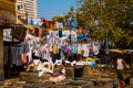 Laundry service in India. Laundry, dry things on the clothesline. Mumbai. Royalty Free Stock Photo