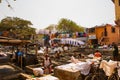 Laundry service in India. Laundry, dry things on the clothesline. Mumbai. Royalty Free Stock Photo