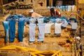 Laundry service in India. Laundry, dry things on the clothesline. Mumbai. Royalty Free Stock Photo