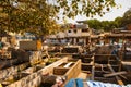 Laundry service in India. Laundry, dry things on the clothesline. Mumbai. Royalty Free Stock Photo