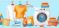 Laundry service seamless pattern with professional items. Royalty Free Stock Photo
