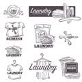 Laundry service vector sketch icons