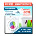 Laundry Services Discount Banner Vector