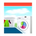Laundry Services Discount Banner Vector Illustration banner