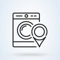 Laundry services location vector icon. Map pin with washing machine symbol