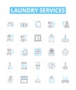 Laundry services vector line icons set. Laundry, Services, Washing, Ironing, Dry-cleaning, Cleaning, Pick-up