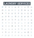 Laundry services vector line icons set. Laundry, Services, Washing, Ironing, Dry-cleaning, Cleaning, Pick-up