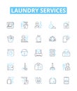 Laundry services vector line icons set. Laundry, Services, Washing, Ironing, Dry-cleaning, Cleaning, Pick-up