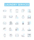 Laundry services vector line icons set. Laundry, Services, Washing, Ironing, Dry-cleaning, Cleaning, Pick-up