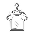 Laundry shirt in hanger in a protective package line style icon