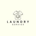 laundry shirt with line art style logo icon template design. washing machine, soap, water, vector illustration Royalty Free Stock Photo