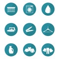 Laundry Simple Icon Set In Circle Shaped