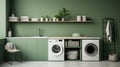 Laundry space with farmhouse charm.