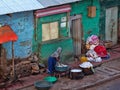 Laundry on the street is common, Ethiopia Royalty Free Stock Photo