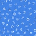 Laundry symbols on blue background seamless pattern