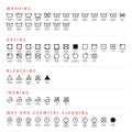 Laundry symbols, care symbols. Washing, drying, bleaching, ironing and cleaning. Laundry guide, care tags, labels and pictograms