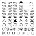 Laundry Symbols - Vector Illustrations Set - Isolated On White Background Royalty Free Stock Photo