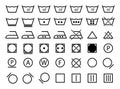 Laundry symbols. Laundry wash icons. Label for care of cloth. Set of pictogram symbols for wash machine and iron dry. Signs of Royalty Free Stock Photo