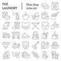 Laundry thin line icon set, washing clothes symbols collection, vector sketches, logo illustrations, housework signs