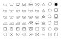 Laundry vector icons set. Care clothes instructions on labels, machine or hand washing signs collection. Water, ironing