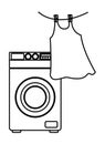 Laundry wash and cleaning icons in black and white