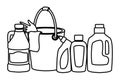 Laundry wash and cleaning icons in black and white