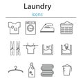 Laundry and washing icons. Laundry and laundry icons in the style of the line.