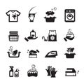 Laundry washing icons set