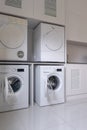 Laundry washing machine and dryer against modern appliance household in laundry