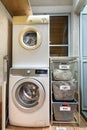 Laundry for washing sorted in group of white, light and dark in basket Royalty Free Stock Photo