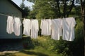 Laundry white dry summer clothes clean rope garden clothesline cotton wash line Royalty Free Stock Photo
