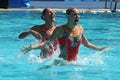 Laura Auge and Margaux Chretien of France compete during the synchronized swimming duet preliminary round at the 2016 Olympics