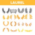 Laurel Branches Wreath Vector Color Icons Set