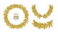 Laurel Bay leaves decorative wreath golden frame illustration Royalty Free Stock Photo