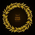 Golden Laurel Wreath on Black background Royalty Free Stock Photo
