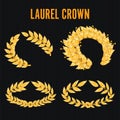 Laurel Crown Set. Greek Wreath With Golden Leaves. Vector Illustration Royalty Free Stock Photo