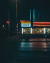 Laurel Diner vintage sign at night, Long Beach, New York