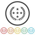 Laurel five stars icon. Set icons in color circle buttons Royalty Free Stock Photo