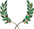 Laurel and oak branches with ribbon Royalty Free Stock Photo
