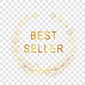 Vector Golden Laure Sign - Best Seller at transparent effect background Royalty Free Stock Photo