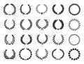 set different laurel wheat floral. circular black laurel circlets. Royalty Free Stock Photo