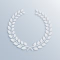 Laurel Wreath. Award for winners. Symbol of victory and achievements. Vector illustration. White 3D design element