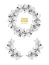 Laurel Bay leaf Wreath black and white Royalty Free Stock Photo