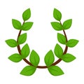 Laurel wreath branch with leaves isolated ancient Greek headdress