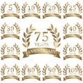 laurel wreath collection for jubilee years Royalty Free Stock Photo