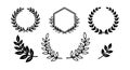 Laurel wreath collection with various designs for decoration and framing in black vector style Royalty Free Stock Photo