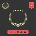 Laurel wreath with five stars - design symbol